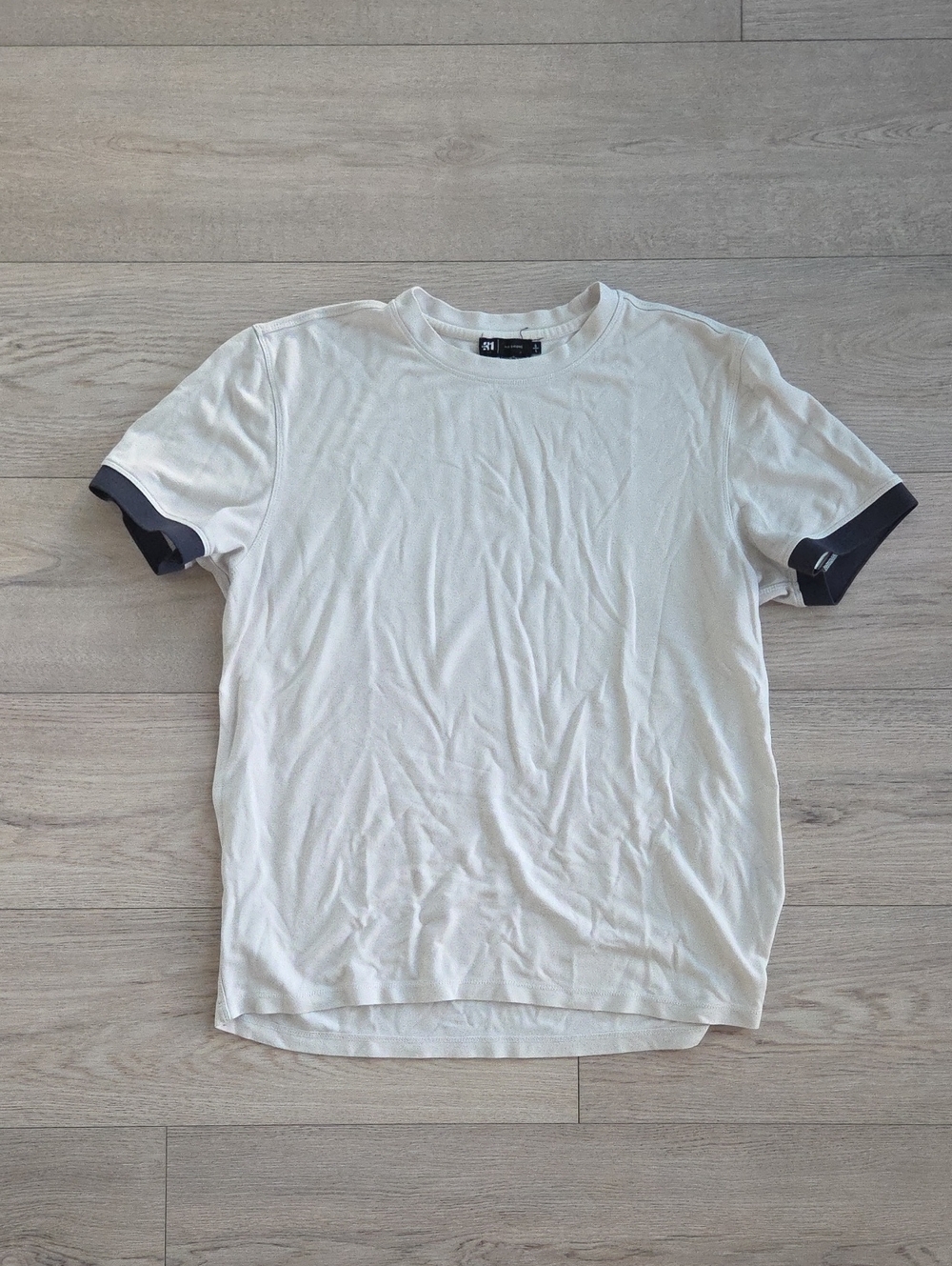 Men's White Crewneck T-Shirt with Black Trim